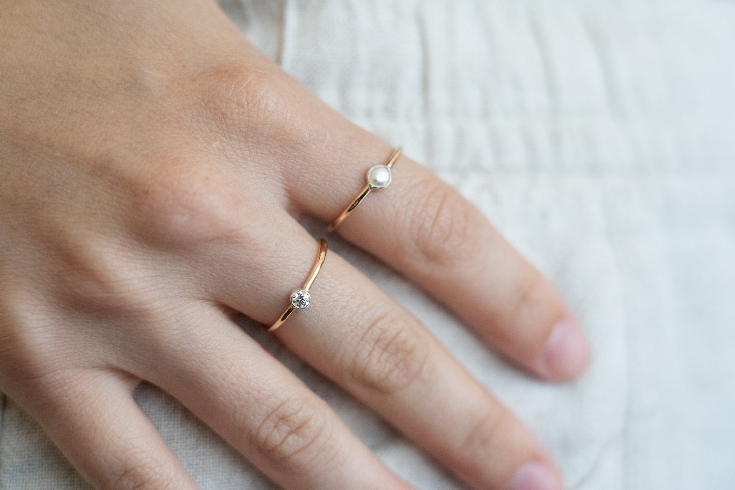 Dainty Pearl Stacking Ring