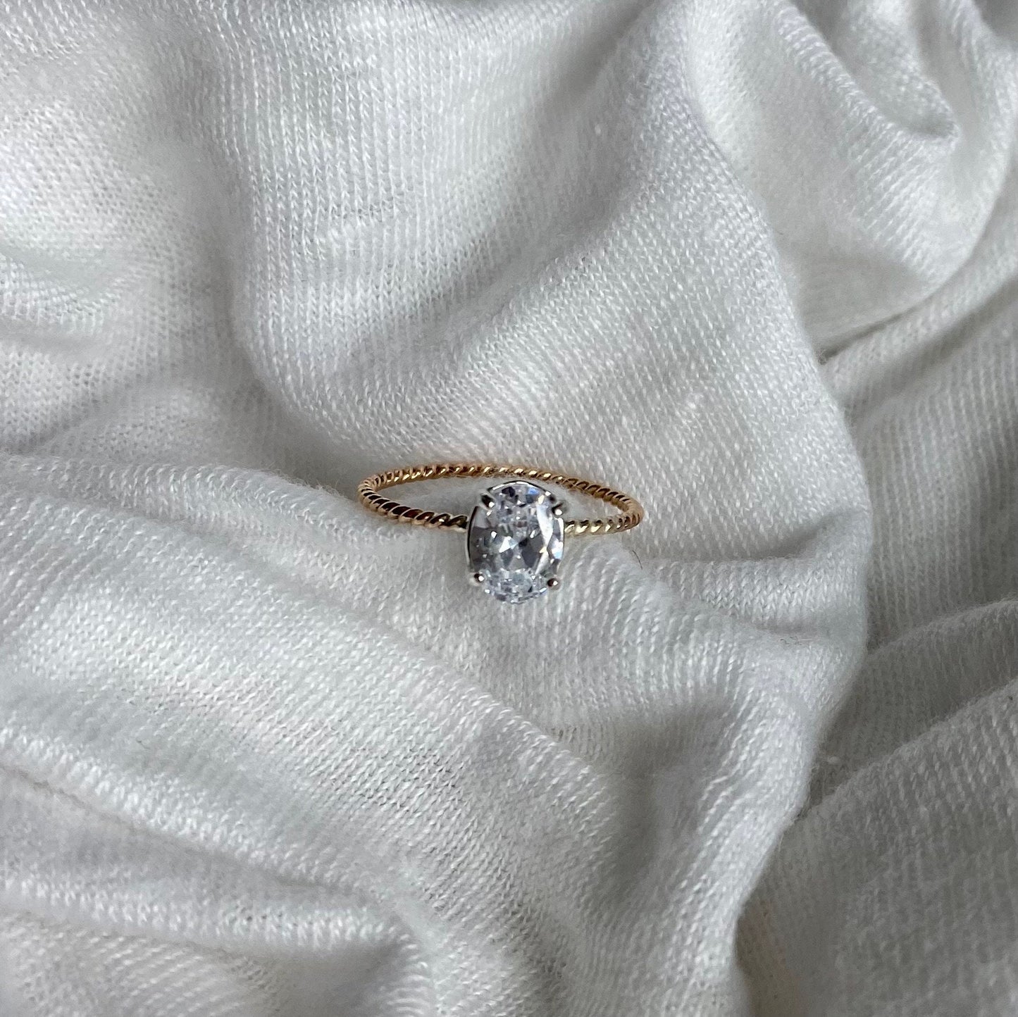 Oval Diamond Dainty Ring