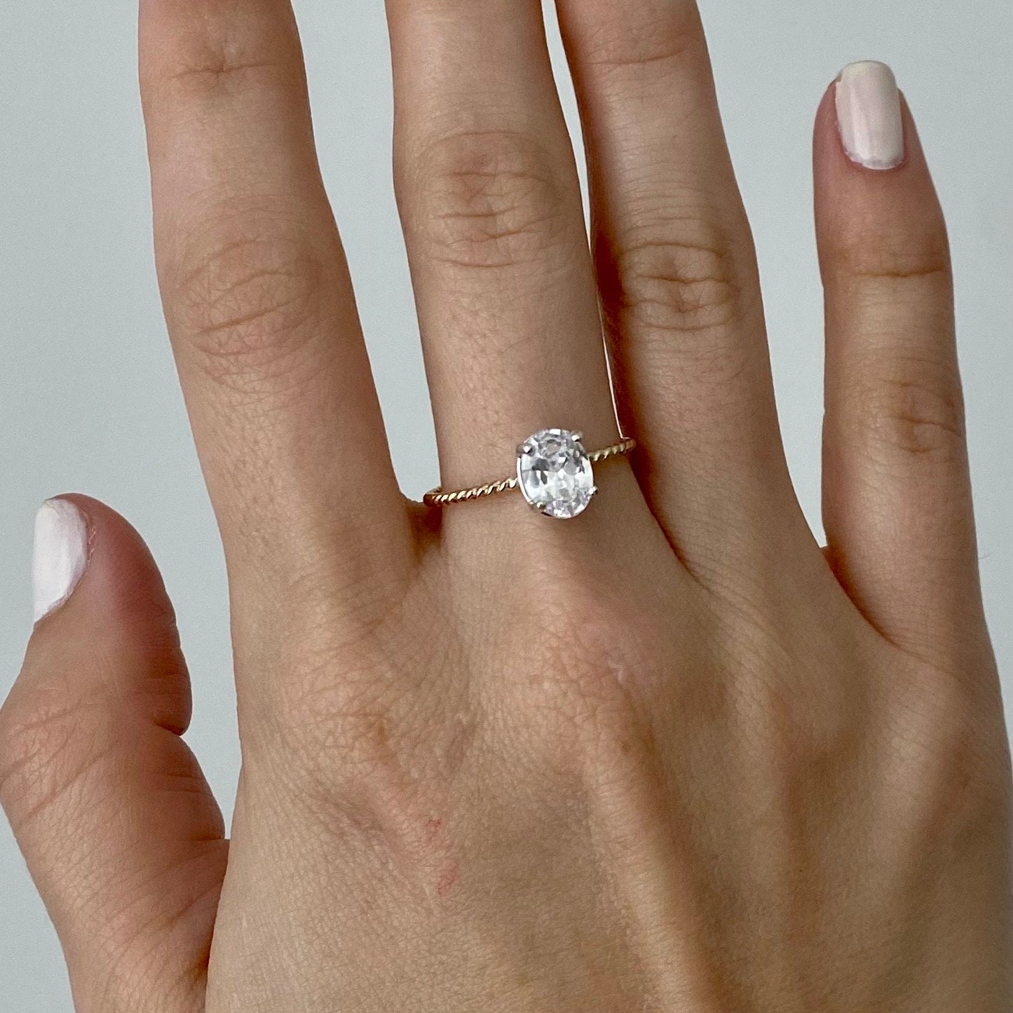 Oval Diamond Dainty Ring