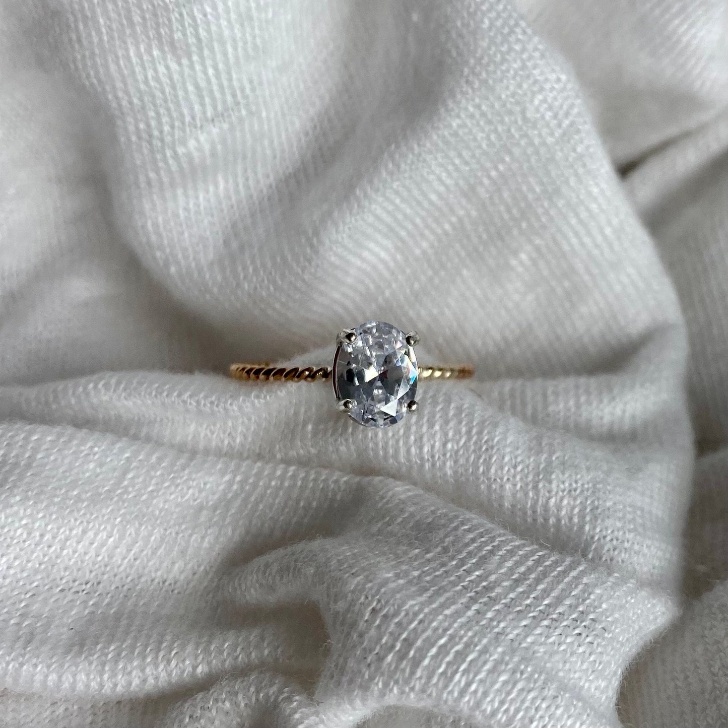 Oval Diamond Dainty Ring