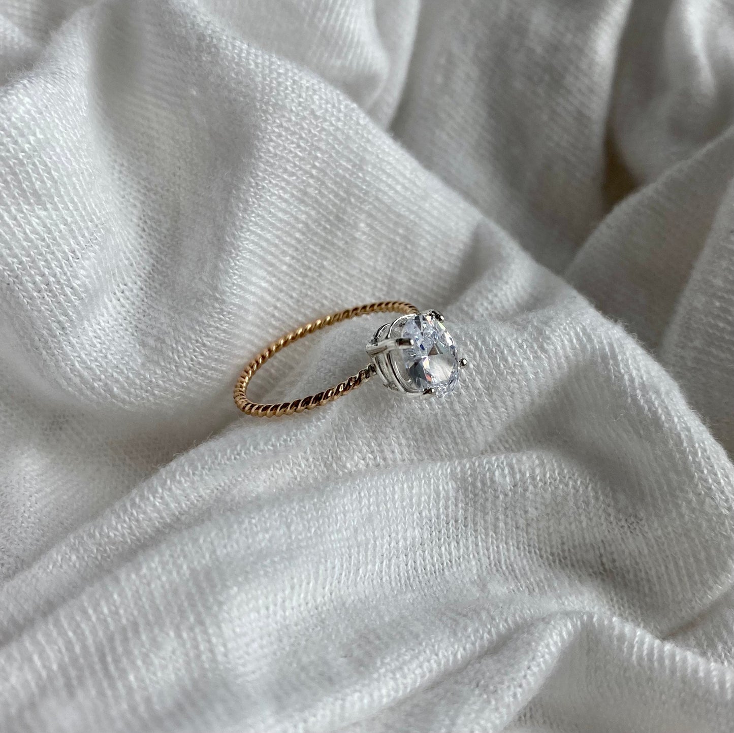 Oval Diamond Dainty Ring