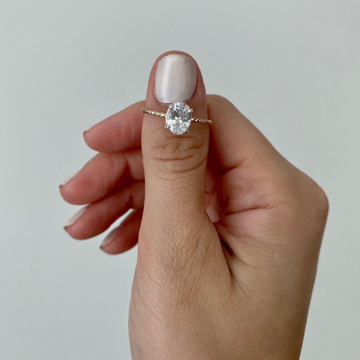 Oval Diamond Dainty Ring